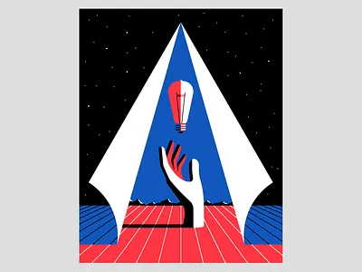 Light Dweller hand illustration light bulb sky surrealism vector