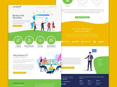 Amitech IT Website & Branding brand identity branding design green illustration logo responsive design responsive website ui ux vector web development website website design yellow