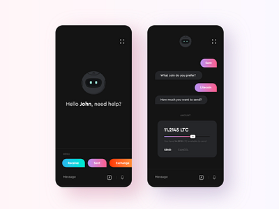 wallet bot bot crypto dark design exchange mobile receive send ui wallet