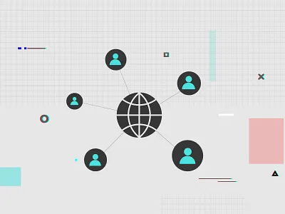 Global Connect art connect design dots flat globe illustration line people vector