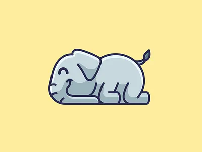 Elephant Sleeping adorable animal character children cute elephant friendly happy identity illustration illustrative kids lazy logo lovely mammal mascot sale sleeping smile