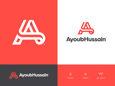 Ayoub Hussain - Brand Identity Design a letter logo brand brand identity branding design fight club grid layout identity designer illustration jiu jitsu lettermark logo logo design logomark logotype design logotype designer martial arts negative space smart mark typography