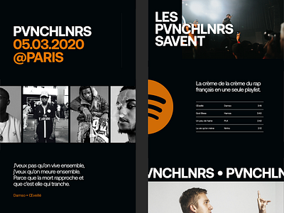 Pvnchlnrs - Webflow Exploration animation french music playlist pvnchlnrs rap spotify ui webflow