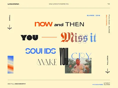 Frank Ocean - Self Control branding design gradient interface typography ui web webdesign