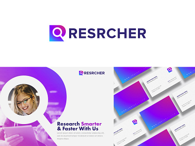 Resrcher 3d app branding colorful gradient icon logo logodesign lookingglass negativespace r research transparency typography ui ux