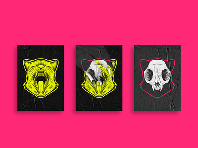 Cat Skull Posters Illustration cat cats caveira gato ilustration lambe lambe photoshop poster poster art poster design skull