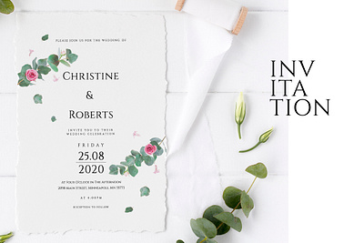 Eucalyptus Wedding Invitation Suite anniversary cute diy elegant eucalyptus feminine floral flower invitation invitations invite invites minimal modern smooth wedding card wedding invitation wedding invite weddings