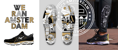 Mizuno Merchandise for TCS Amsterdam Marathon branding dutch flatdesign illustration illustrations illustrator insole logo logo design marathon mizuno museum rijksmuseum running shoe shoe design sport sport brand storytelling vector