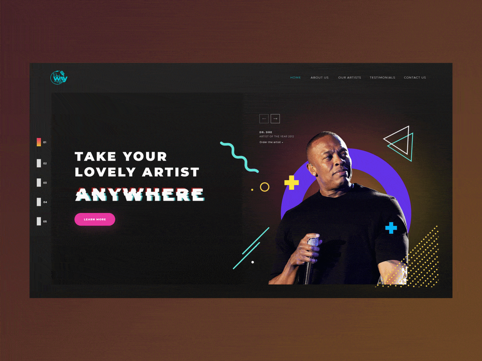 New Way Music Landing page animation branding design flat landing page landing page design music music art musician typography ui ux web web design website website design