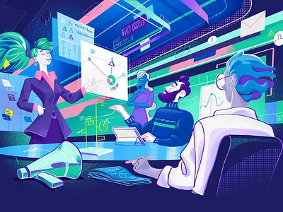 Cyber Response agency big data hurca illustration illustration design information meeting meeting room people presentation startup stats teamwork