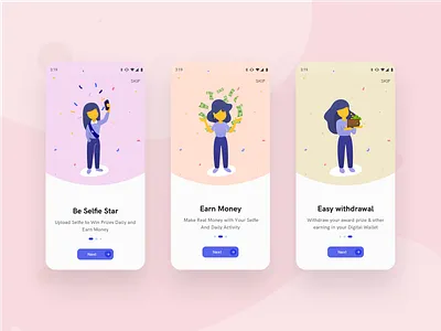 Selfie Star - Onboarding android app award hashvel illustration ios mobile onboarding selfie ui