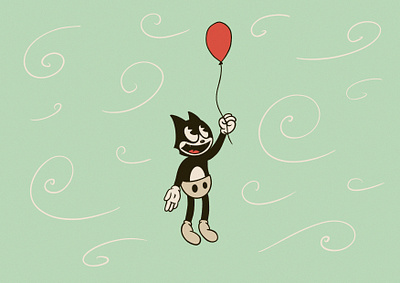 NO MOG NOT THE BALLOON!!! balloon cartoon cartoon character cat character illustration mog retro vintage