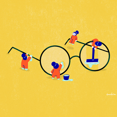 Cleaning Crew cleaning digital art glasses illustration photoshop yellow