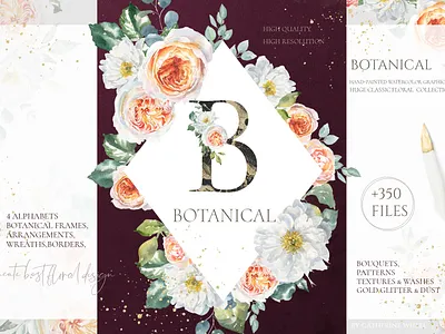 Botanical Watercolor Floral set card design graphics illustration vintage watercolor