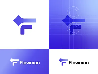 Flowmon - Letter F logo ai artificial intelligence branding f f logo geometric logo gradients it letter f logo logodesign minimalist logo modern logo monogram logo saas software startup tech logo technology web3