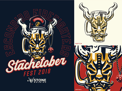 Stachetober 2018 Reject 01 beer firefighter illustration sketch stone tee