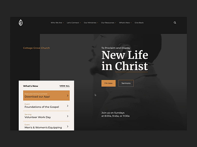 Cottage Grove Church Website branding christ church cottage grove design events gospel jesus minimal sermons typography ui ux webflow website website design