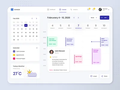 Schedule Dashboard app application calendar clean dashboard dashboard ui date desgn event illustration manage minimal product design project schedule tablet typogaphy ui ux web