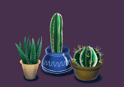 cacti! cactus digital art illustration procreate procreate art procreateapp