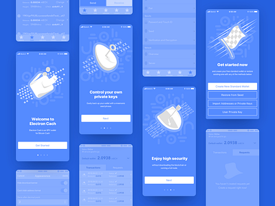 Onboarding Screens and more app application button graphic ios mobile onboarding shield ui ux wallet wireframe