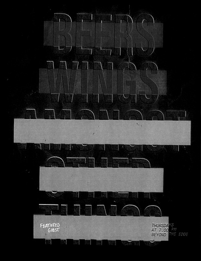 Beers and Wings beer black and white lettering type typography wings