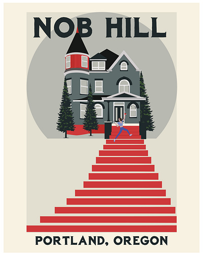 Nob Hill // Portland active coffee design digital illustration home house illustration illustrator jogger northwest portland victorian