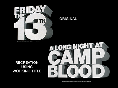 A Long Night at Camp Blood 3d cinema 4d film helvetica horror remake title card