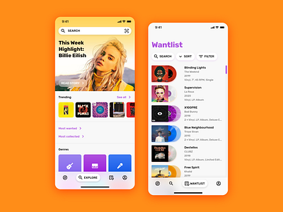 Discogs app redesign concept android app application collection discogs interface ios music ui uiux user interface ux vector vinyl