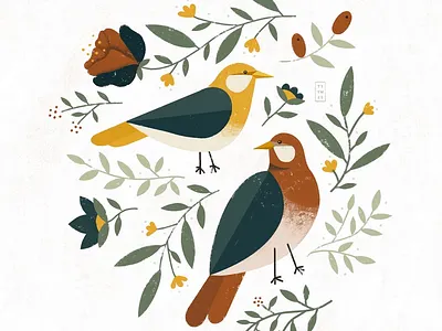 HARMONY animal beautiful bird calm design digital earth flora flower green harmony illustration love ourplanetweek plant simple