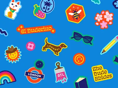 Sticker Designs atlanta austin bee dog illustration illustrator london rainbow san francisco savannah sticker design stickers the dude vector
