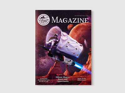 Silicon Slopes Magazine Cover Design - Tech Summit 2020 alien astronaut cowboy magazine magazine cover nasa pioneer red rock silicon slopes space space ship tech