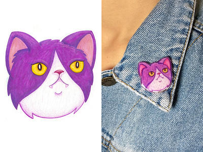 purple cat cat children crafts cute diy drawing hand drawn kawaii kids kitten kitty magic plastic pet purple shrinky dinks shrinkydinks