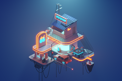 Polygon Runway: Cloud66 blender illustration isometric lighting modeling