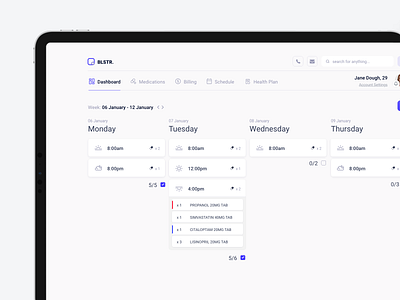 Unused Medical Management concept app clean dash dashboard design doctor interface management medical medicine meds minimal project reminder schedule search ui ux web website