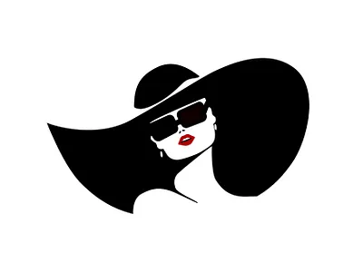 girl in a hat - negative space 2 affinity blackandwhite character girl illustration lady logo minimal monochrome red vector vogue
