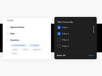 Filter Examples black design filter ui ux web white