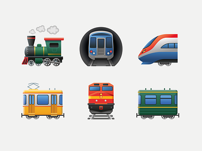 Emoji transport art artwork car design emoji icon illustration locomotive metro railway subway train tram ui vector web