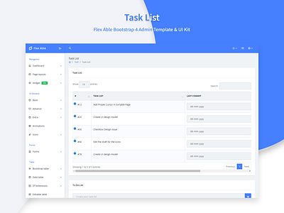 Task List- Flex Able Admin Template admin admin dashboard admin dashboard template admin design admin panel admin template admin templates admin theme backend bootstrap 4 bootstrap admin bootstrap template branding task detail task list ui ui kit uidesign uiux web app design