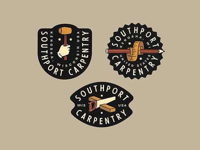 Southport Carpentry badge branding carpentry construction identity illustration lettering logo typography vector