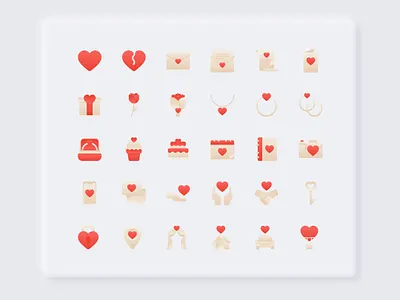 Love Icon Pack couple design flower graphic design heart icon icon design icon set iconography icons love love icon lovely neomorphism romance romantic ui ui design valentine wedding
