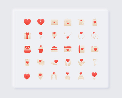 Love Icon Pack couple design flower graphic design heart icon icon design icon set iconography icons love love icon lovely neomorphism romance romantic ui ui design valentine wedding