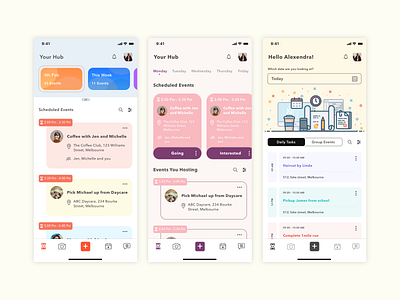 Scheduling App adobexd android app calendar design illustration ios app design mobile ui planner scheduler sketchapp