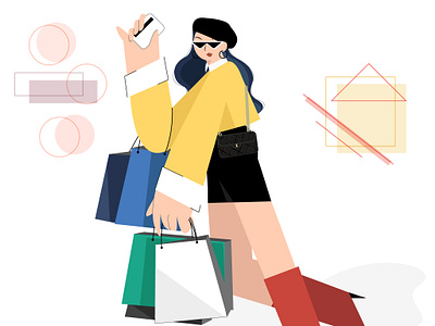 on a spree design digital digitalart doodling fashion girl illustration illustrator shopping sketch vector web