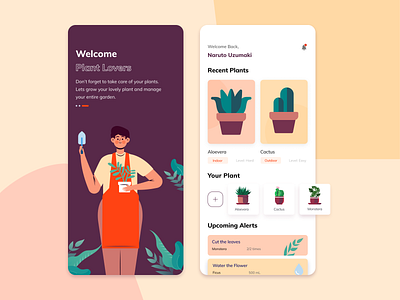 Plant Care App Exploration app application cards clean clean design colors design flower garden growth illustration ios minimal mobile plant plants uidesign user experience ux vector