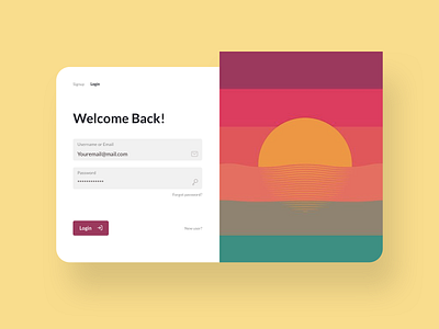 Sunset Login design form login minimal registration signup sunset tabs ui uidesign ux warm web