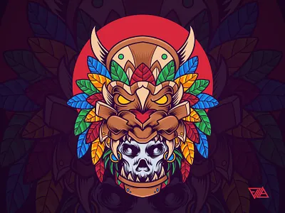 Skull Mask animal apparel art branding culture design floral flower hawaiian illustration lion logo motive ornament poster skull tattoo traditional tshirt vector