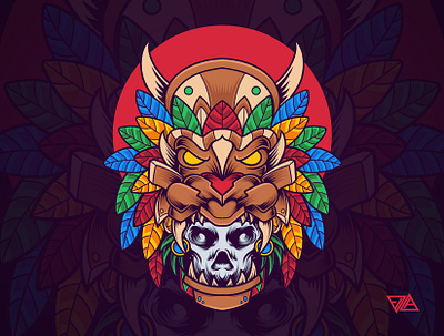 Skull Mask animal apparel art branding culture design floral flower hawaiian illustration lion logo motive ornament poster skull tattoo traditional tshirt vector