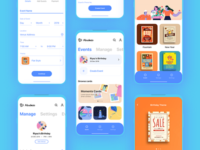 Abudezo Invitation App app celebrations design illustrations interface invite mobile ui ui ux