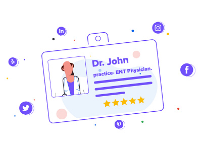 Doctor Identity Card animation animation studio doctor explainervideo identity identy card illustration network purple rating socialmedia story studio vector