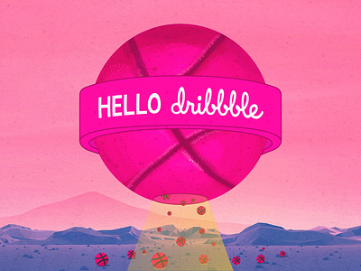 Hello Dribbble! clean color design graphic hellodribbble illustration illustrator pink shot simple sketch texture vector